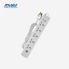 Royu 2 Meters 5 Socket Extension Cord Cable w/ One Master Switch & 2 USB Ports REDEC625/W