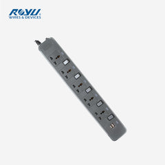 Royu 5 Gang Power Extension Cord Cable w/ Individual Switch & 2 USB Ports REDEC725