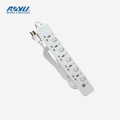 Royu 5 Gang Power Extension Cord Cable w/ Individual Switch & 2 USB Ports REDEC725