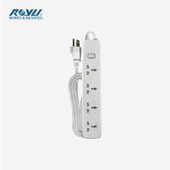 Royu Extension Cord Overload & Surge Protected 5 Outlets w/ One Switch White 2m