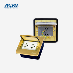 Royu Square Floor Receptacle w/ Duplex Universal Outlet w/ Ground & Shutter RWF62