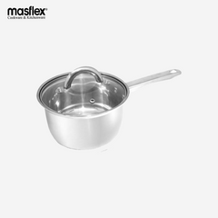 Masflex Premium Stainless Steel Induction Sauce Pan 16cm with Glass Lid SS-B01
