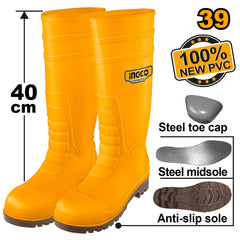 Ingco Rain Boots PVC / Nitrile with Steel Toe SSH092S1P.39