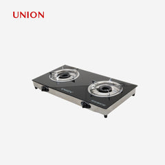 Union Tempered Glass Top Panel Double Burner Gas Stove & Stainless Steel Body UGGS-275-G