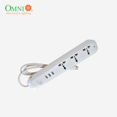 Omni Travel Power Extension Wire Cable Cord 3 Gang w/ 3x USB Outlet 1.83M USB-303