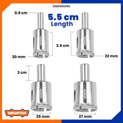 20mm-27mm x 25mm Diamond Hole Saw with Water Cutting Diamond Tipped Edge WAD-HT
