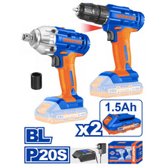 Wadfow P20S Cordless Drill and Impact Wrench 20V WCK2017
