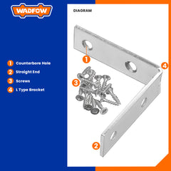 Wadfow WCY2K Set of 4pcs Stainless Steel Angle Bracket Cabinet Joint Corner Brace