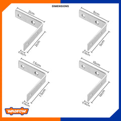 Wadfow WCY2K Set of 4pcs Stainless Steel Angle Bracket Cabinet Joint Corner Brace