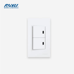 Royu Wide Series Illuminated 1 Way Switch w/ LED Set - 2 Gang WD603