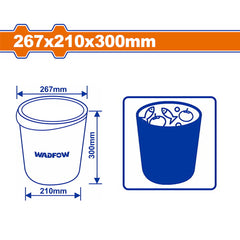 Wadfow 267x210x300mm Plastic Rubbish Bin Container Storage Tub Plastic Pail WLJ1330 (WHT)