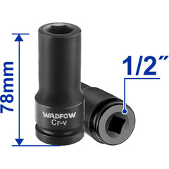 Wadfow 1/2" Cold Extrusion Drive Deep Impact Socket Set Cr-V 10mm-27mm