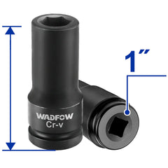 Wadfow 1-inches Cold Extrusion Drive Deep Impact Socket Set Cr-Mo 19mm-65mm