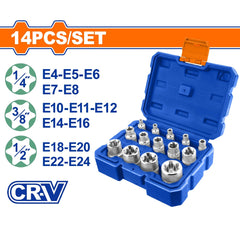 Wadfow Set of 14pieces Cr-V Material with Heat Treated Chrome Plated E-Type Socket WST3D14 (WHT)