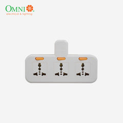Omni 3-Gang Wall Universal Adaptor Socket 10A w/ Individual Switch & Indicator WUA-032