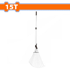 Wadfow 1680mm Metal Handle Poly Steel Leaf Rake | Raking Leaves Grass Clipping 15T WXW9A152 (WHT)