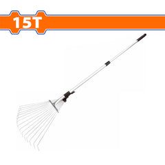 Wadfow 1680mm Metal Handle Poly Steel Leaf Rake | Raking Leaves Grass Clipping 15T WXW9A152 (WHT)