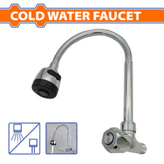 Wadfow Zinc Alloy Body Multi-Purpose Wall-Mounted Cold Water Faucet w/Universal Adjust WZD4903 (WHT)