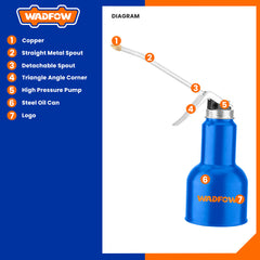 Wadfow High Pressure Pump Metal Oil Pot Oiling Can 500mL