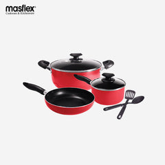 Masflex 7 Pieces Non-Stick Induction Cookware Set Fry Pan Casserole Sauce Pan X-RM-7PC