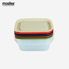 Masflex Rectangular Type Vivid Food Storage/Container 10 Piece Microwave Safe Lid ZX-815