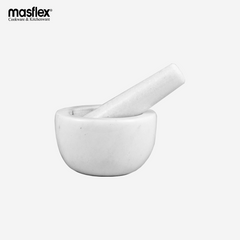 Masflex White Marble Mortar and Pestle Mixing Grinding Bowl Set ZZ-106