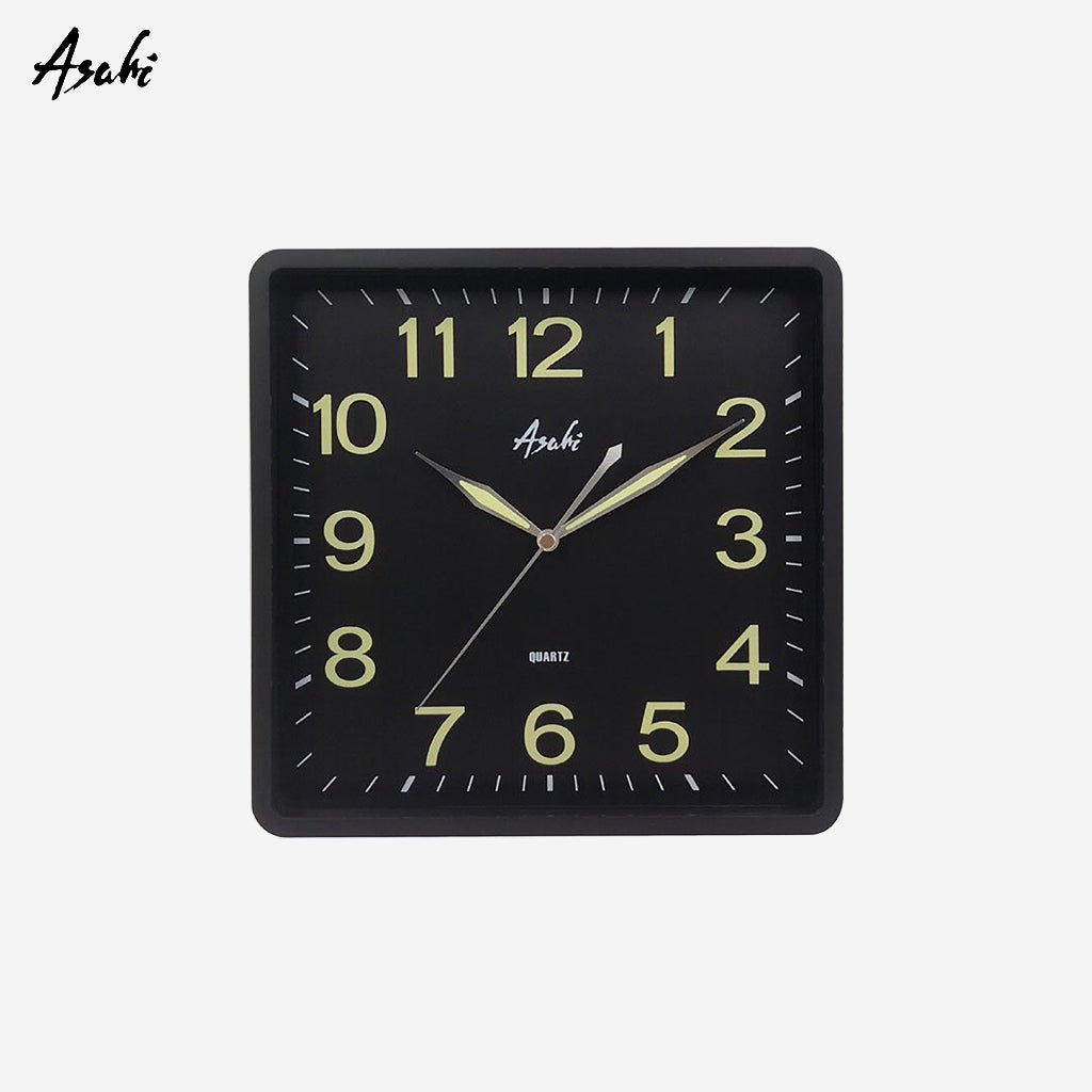 Asahi Glow in the Dark Wall Clock Square (250x250mm) HC - 2410SY - Winland Depot