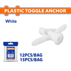 Wadfow 12pcs/15pcs set Plastic Toggle Anchor & 10-32mm/10-40mm Butterfly Anchor for Wall (WHT)