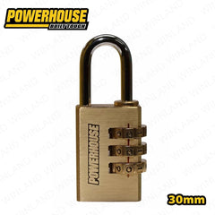 Powerhouse by Winland 30mm Brass Combination Padlock 3Dials w/ Solid Brass|Pin Cylinder PH-BCPL