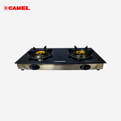Camel Cooking Stove Deluxe Dobule Burner Glass Top Gas Burner Stove CGS - 733G - B - Winland Depot