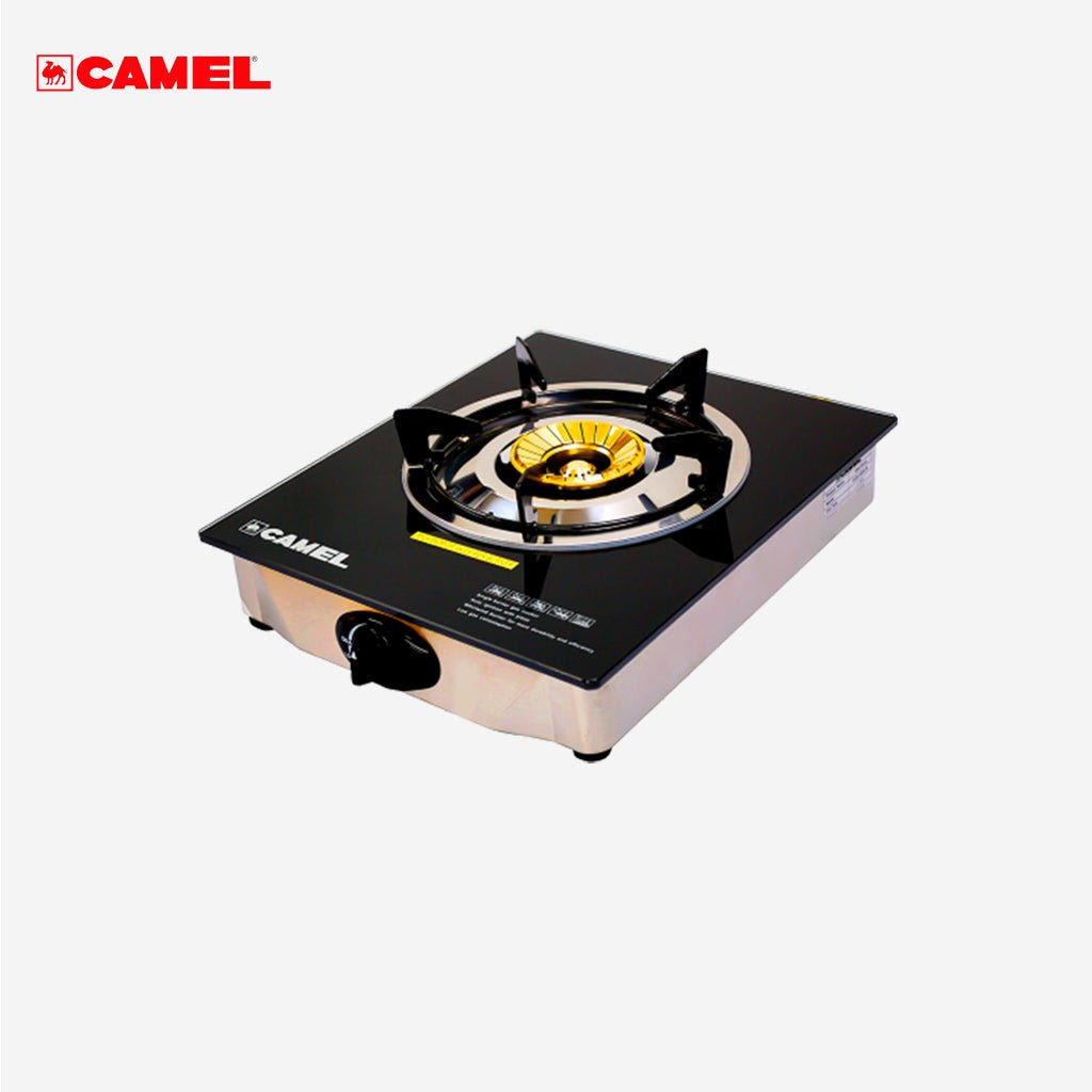 Camel Stainless Steel Body Deluxe Single Burner Glass Top Gas Stove CGS - 300G - B - Winland Depot