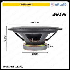 Crown 1pc 12 Inches Professional Subwoofer Speaker / 200 - 360watts / 8ohms PRO - SW - 1236 M - Winland Depot