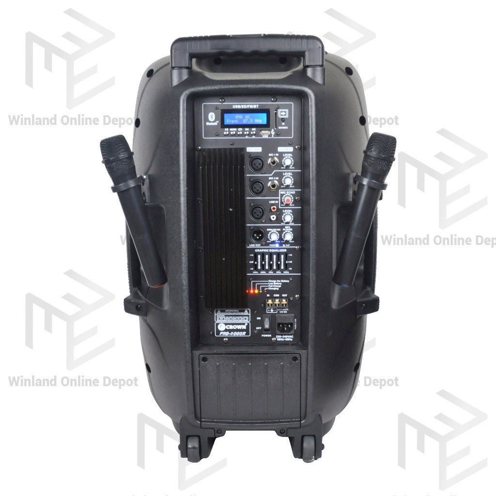 Crown 1pc 15 Inch 2 - Way Powered Portable Sound System 400W (Active) PRO - 5008R - Winland Depot