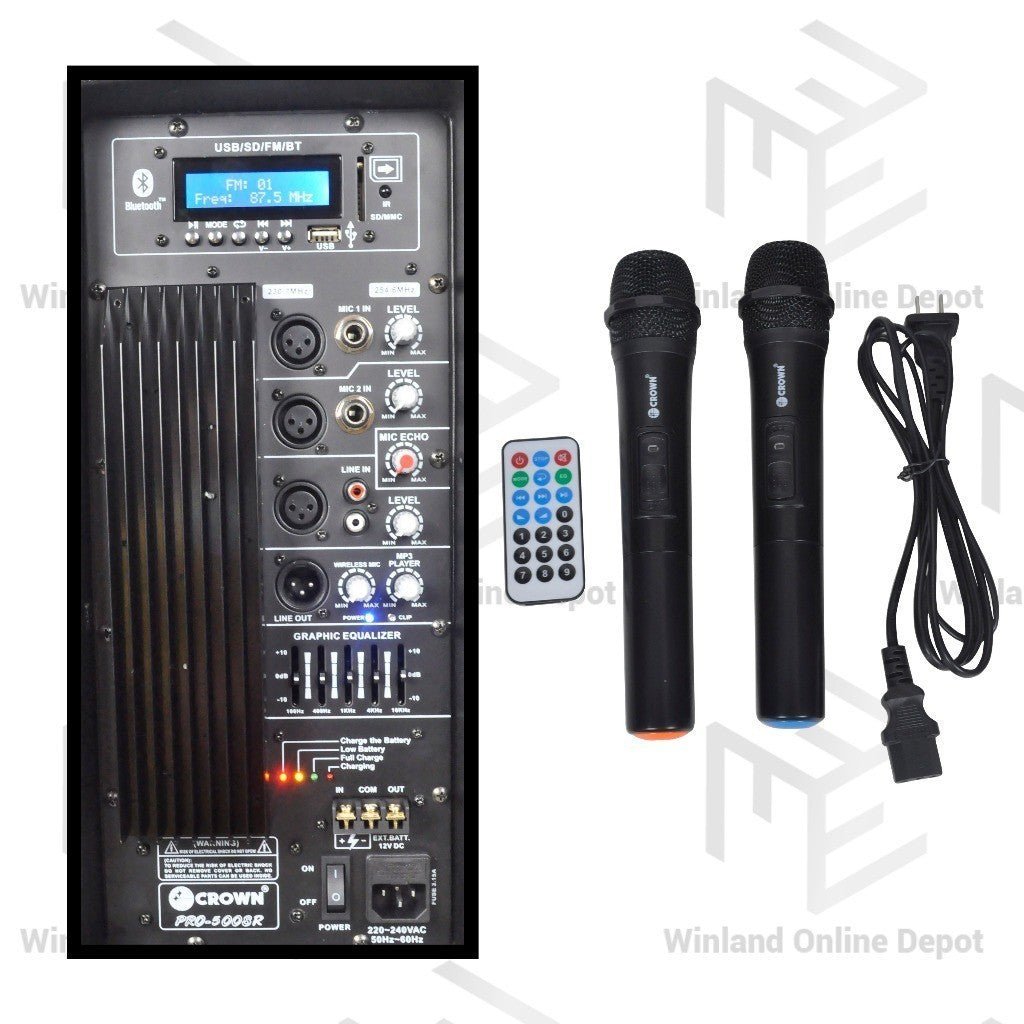 Crown 1pc 15 Inch 2 - Way Powered Portable Sound System 400W (Active) PRO - 5008R - Winland Depot