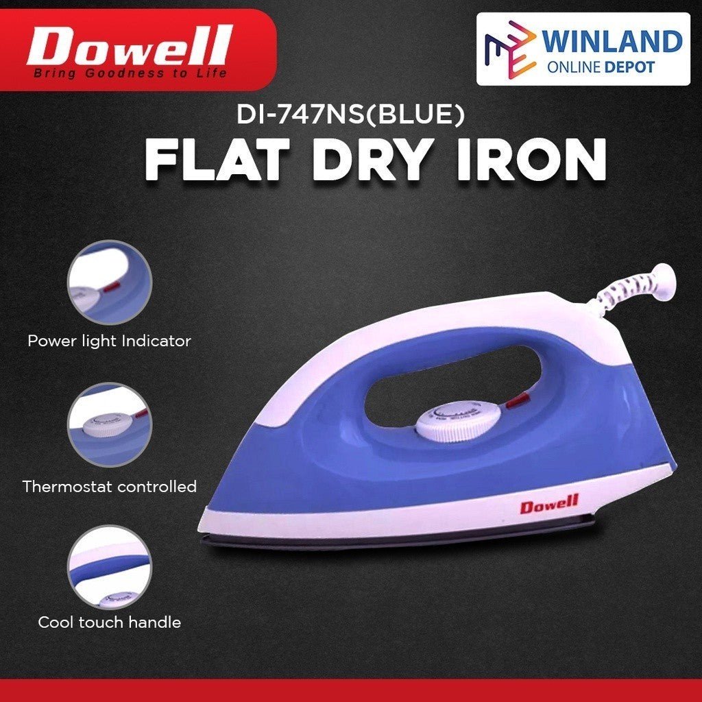 Dowell Non - stick Soleplate Lightweight Flat Dry Iron for Clothes DI - 747NS - Winland Depot