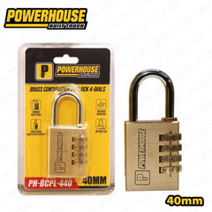 Powerhouse by Winland 30mm Brass Combination Padlock 3Dials w/ Solid Brass|Pin Cylinder PH-BCPL