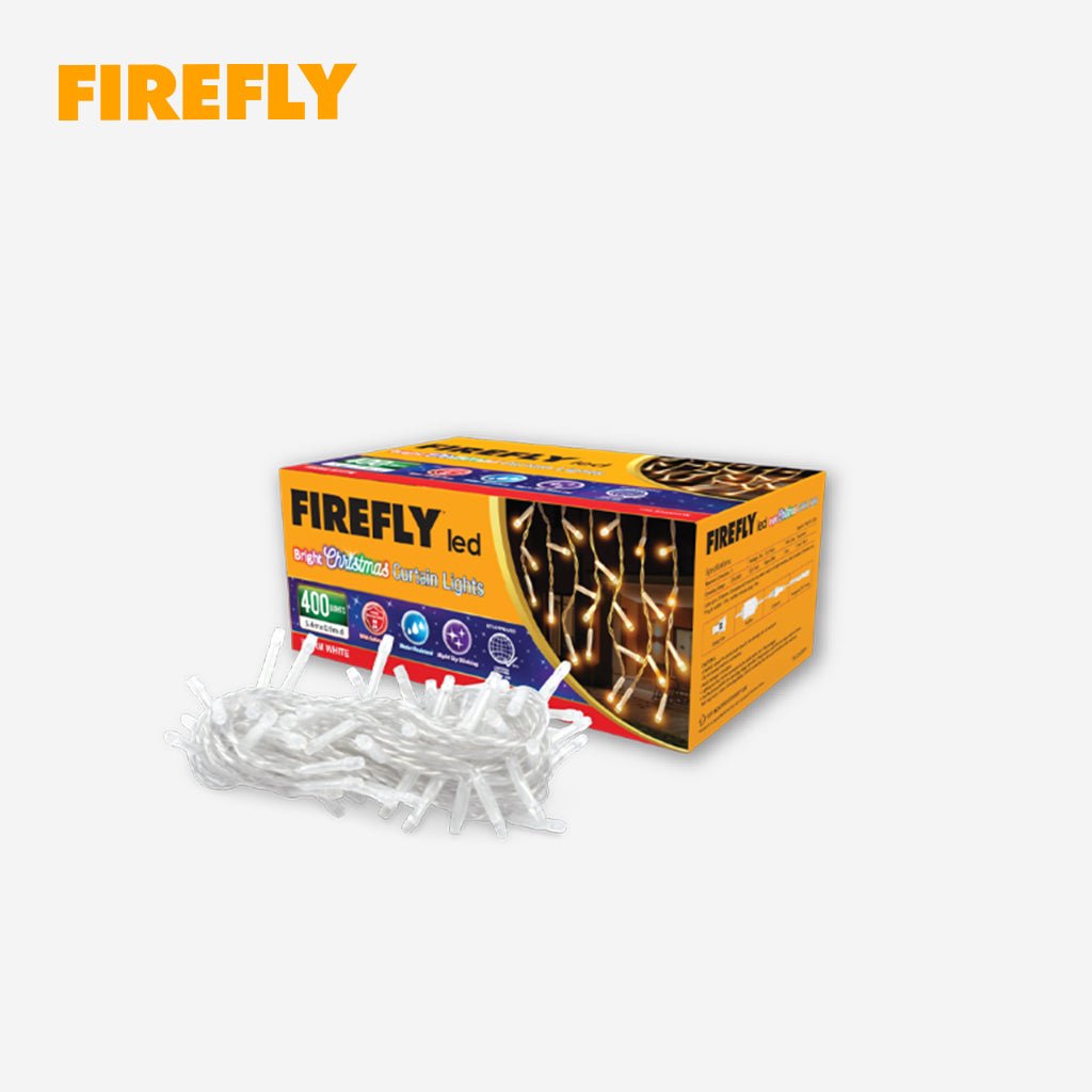 Firefly Bright Christmas Curtain Lights Warm White 400 Lights - FXL32400WW - Winland Depot