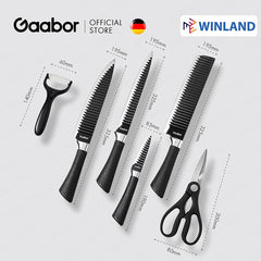 Gaabor 6 pieces Stainless Steel Thick blade and Wavy curve Knife Set - Winland Depot
