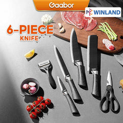 Gaabor 6 pieces Stainless Steel Thick blade and Wavy curve Knife Set - Winland Depot