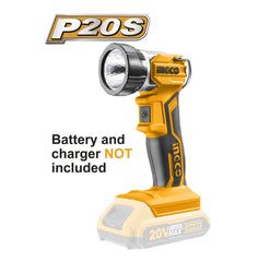 Ingco P20S 20V Li-Ion Cordless Work Lamp Flashlight 1.5W-3.2W-5W