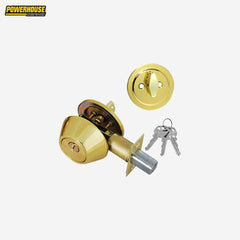 Powerhouse Single Deadbolt Lock Door Knob | Deadbolt Single Brass (Gold) PH-DSB-US3