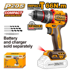 Ingco Ingco P20S/20V Lithium-Ion Brushless Compact Impact Cordless Drill ING-CT
