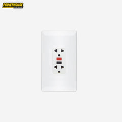 Powerhouse Electric 3-Gang Plate w/ Duplex Universal Outlet w/ Ground - GFCI Outlet