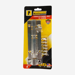 PowerHouse Stainless Barrel Bolt with Screw 2 Inches - 6 Inches PH-SBBS
