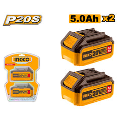 Ingco Ingco 2PCS P20S 20V Lithium-Ion Battery Pack 5.0Ah for Cordless Power Tools COSLI240464