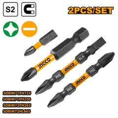 Ingco Ingco Impact Screwdriver Bits PH1,25mm to PH2+SL6,65mm Sold Per Set ING-HT