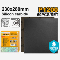 Ingco Ingco Silicon Carbide Waterproof Sandpaper Size:230x280mm Grit:P60-P2000 50pcs/Set ING-HT