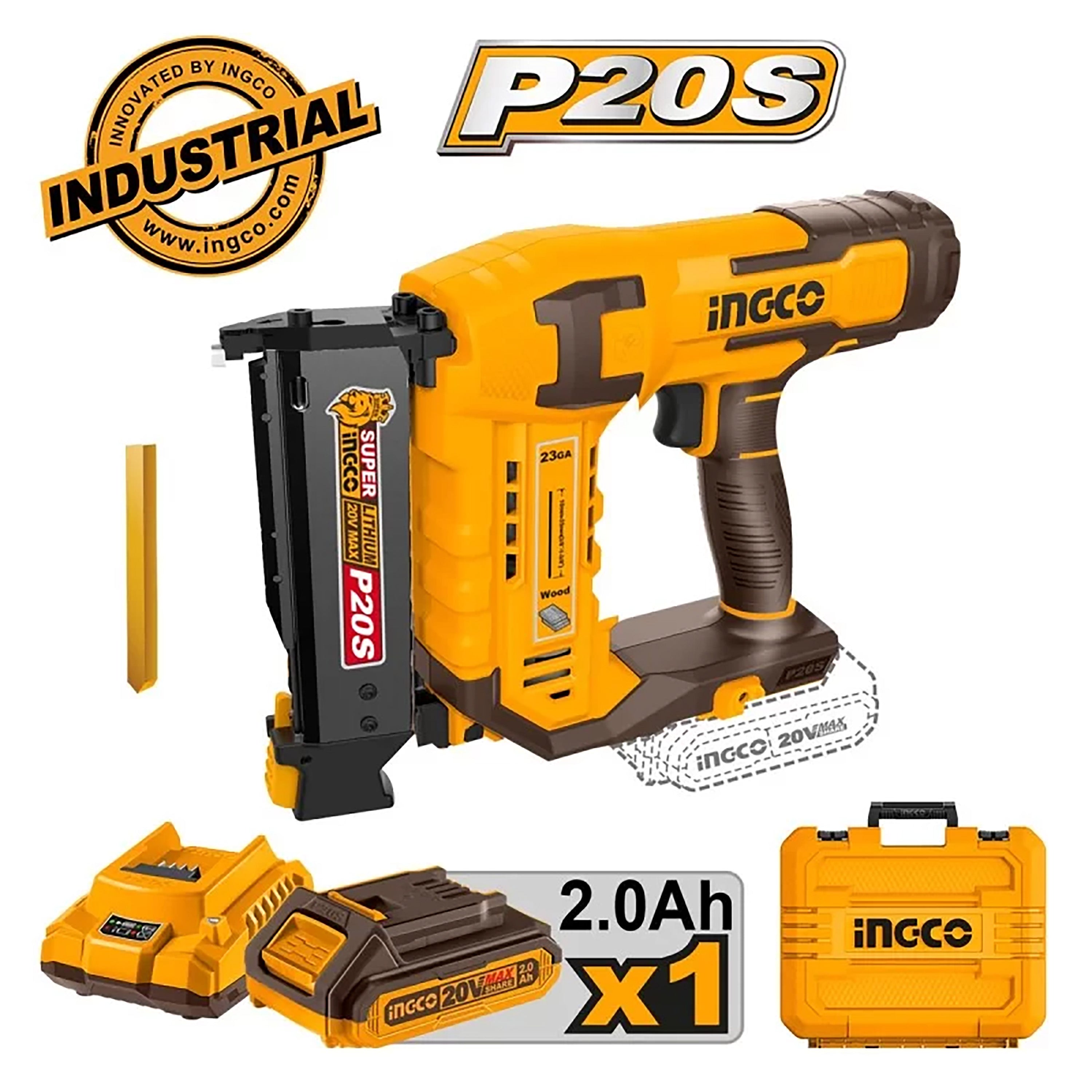 Ingco by Winland Ingco P20S 20V Lithium Ion Cordless Pin Nailer Kit IN Winland Depot