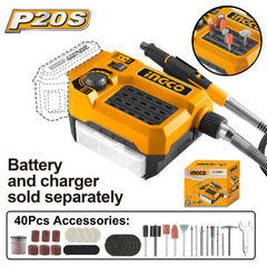Ingco Ingco P20S 20V Lithium-Ion Die Grinder 40pcs Household Accessories Tools Set CMGLI20011
