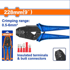 Wadfow 9inch Ratchet Crimping Pliers 0.5-6mm² | 1.5-6mm² | 0.5-6mm² SOLD PER PIECE WAD-HT